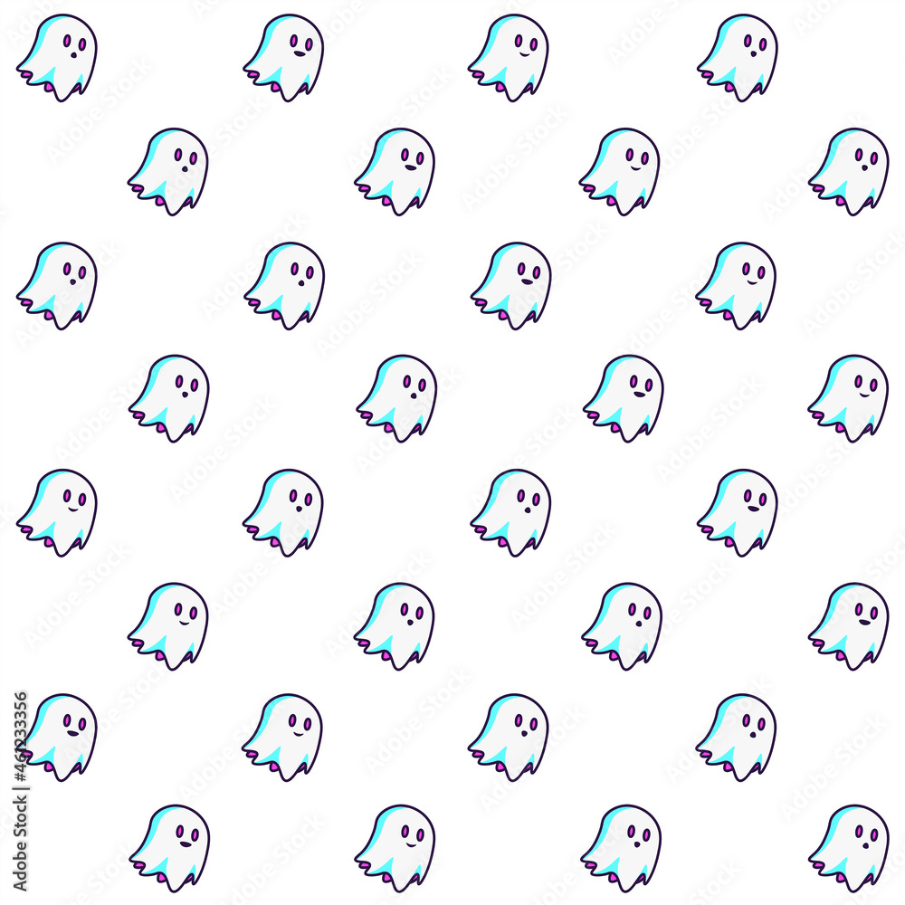 Cute Ghost Seamless Pattern - Amazing vector pattern of a cute little ghost suitable for background, fabric pattern, design asset, halloween, wrapping paper, wallpaper and illustration in general