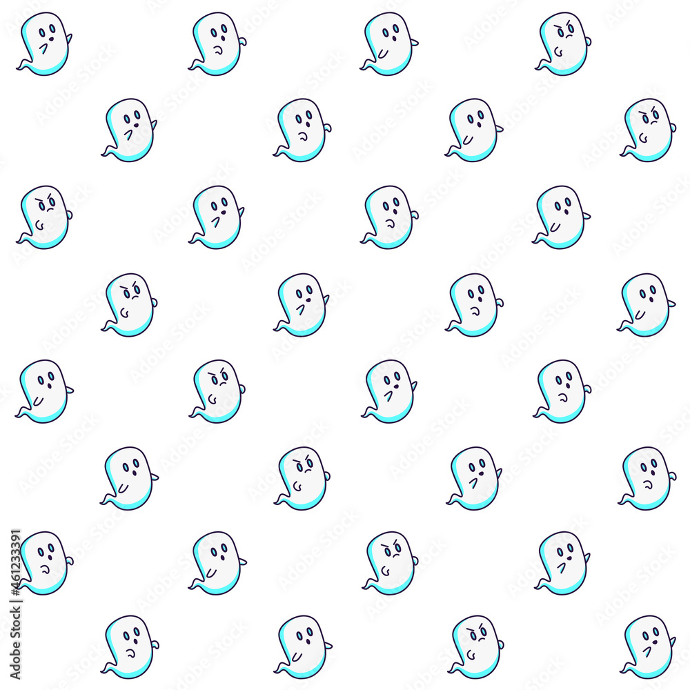 Cute Ghost Seamless Pattern - Amazing vector pattern of a cute little ghost suitable for background, fabric pattern, design asset, halloween, wrapping paper, wallpaper and illustration in general
