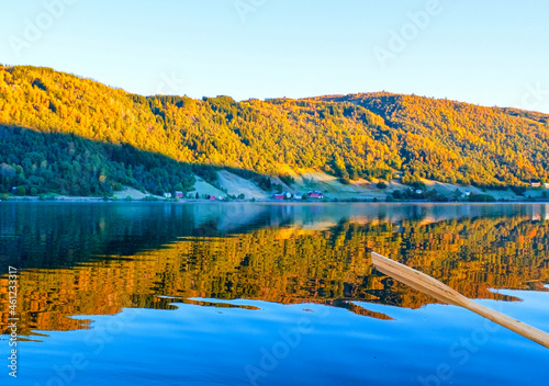 Early morning is the best time for boating, especially in Norway photo