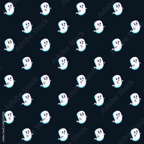 Cute Ghost Seamless Pattern - Amazing vector pattern of a cute little ghost suitable for background, fabric pattern, design asset, halloween, wrapping paper, wallpaper and illustration in general