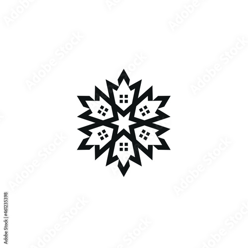 Vector Templates Of Maple Leaf Logo Design and Home Windows, Star and Flower Concepts, Canadian Symbols