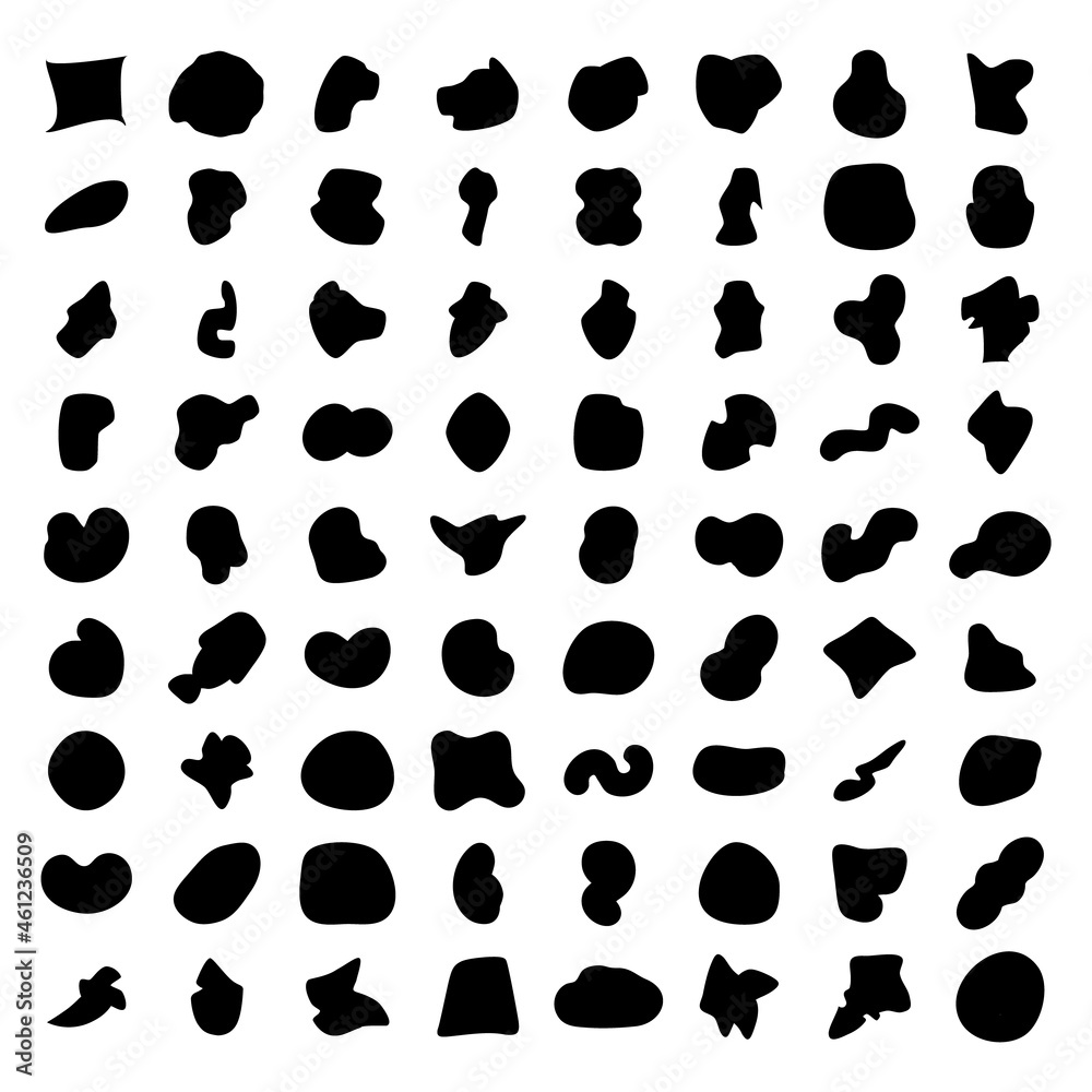 Fototapeta premium Abstract inkblot random shapes silhouettes elements forms design vector illustration