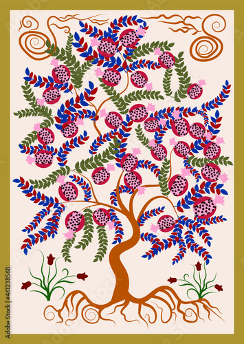 Suzani- traditional home interior element in Central Asian peoples, embroidery handmade carpet, nowadays used in the fashion industry and creative design. Uzbekistan. 
