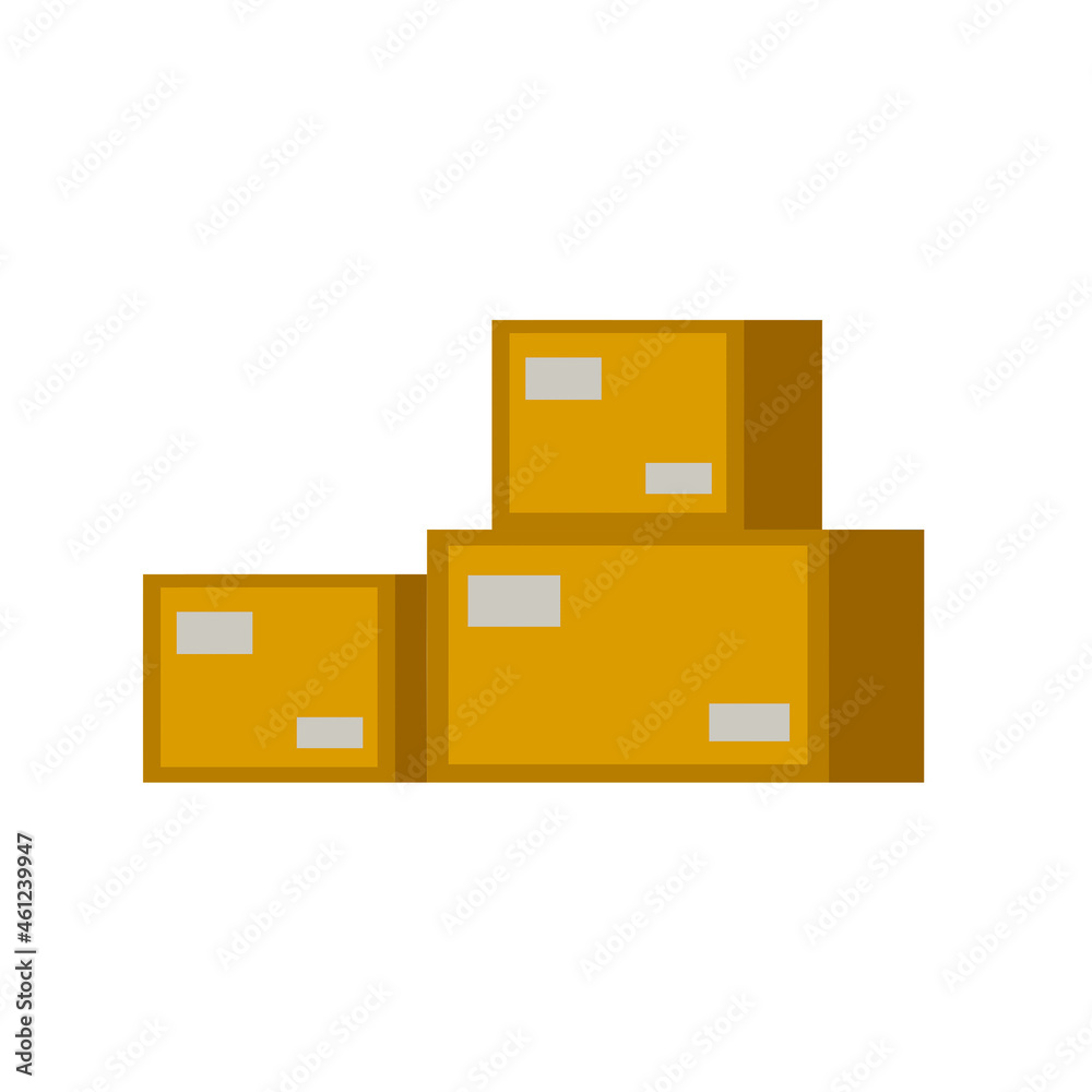 Wooden box. Stack Packaging and parcel. Logistics and storage of goods. Flat cartoon illustration
