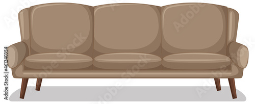 Beige three-seater sofa isolated on white background