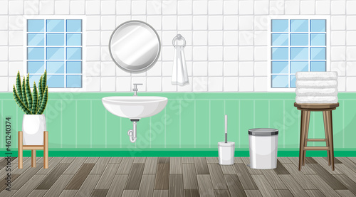 Bathroom interior design with furniture