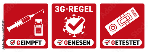 Corona virus 3G-Regel geimpft rot Sticker photo