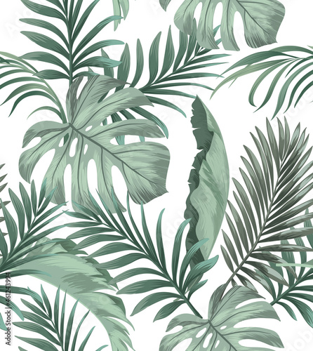 Tropical leaves vector pattern. summer botanical illustration for clothes  cover  print  illustration design. 