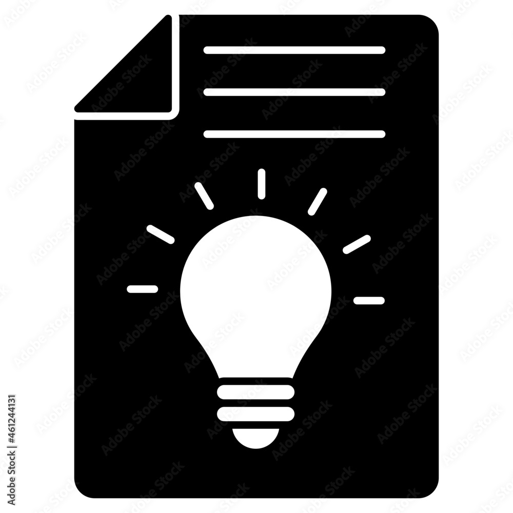 Light bulb with paper, solid design of creative paper icon Light bulb with paper, solid design of creative paper icon
