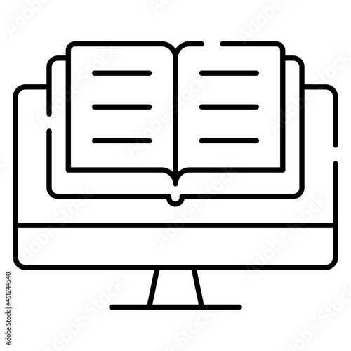 Book inside laptop denoting concept of ebook 