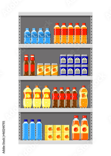 Flat drinks on supermarket shelf.