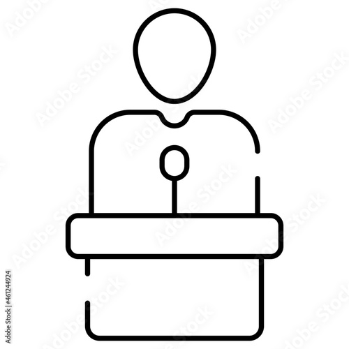 Avatar in front of speaker, linear design of orator