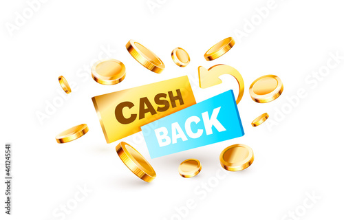 Cash back service, financial payment label. Vector