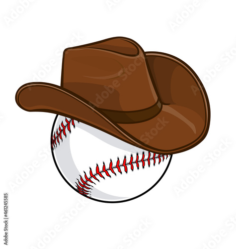 classic baseball with cowboy stetson hat