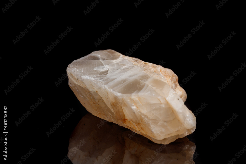 Macro mineral stone Moonstone a black background Macro mineral stone Moonstone a black background