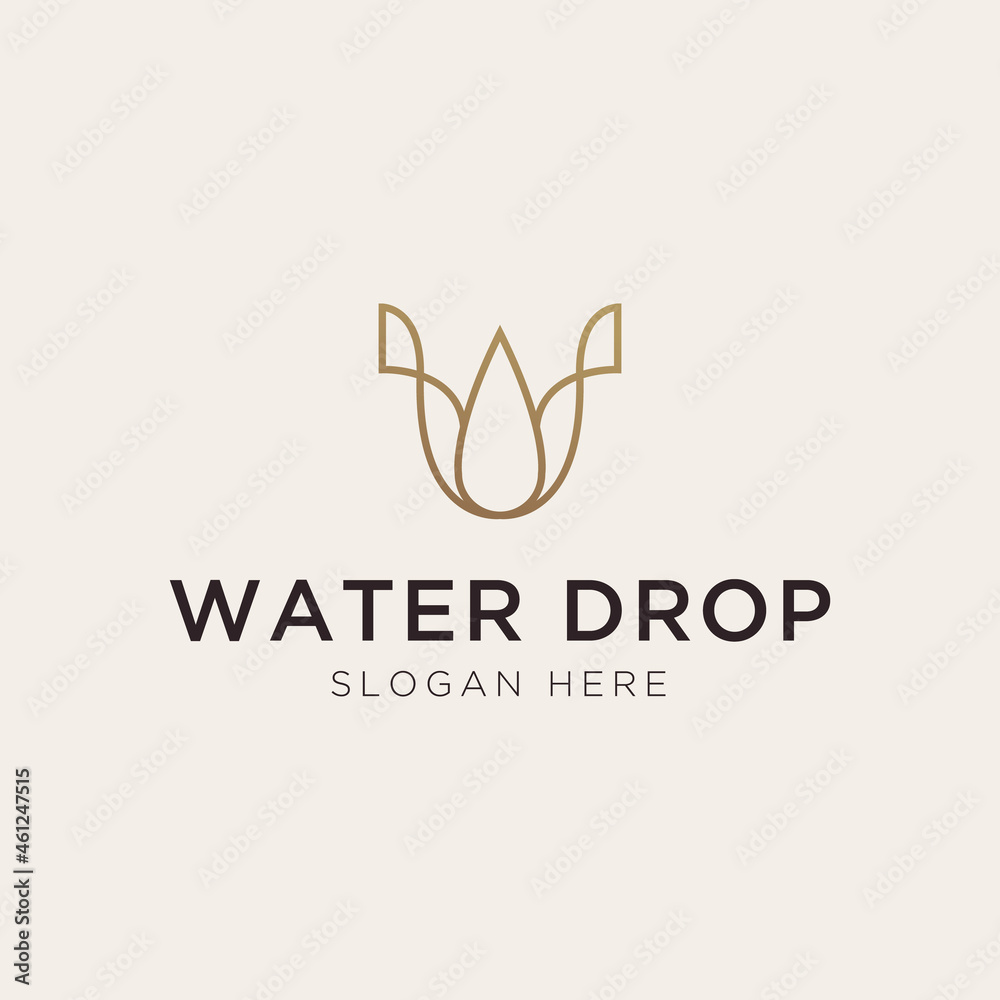 Initial letter U with water drop element logo template