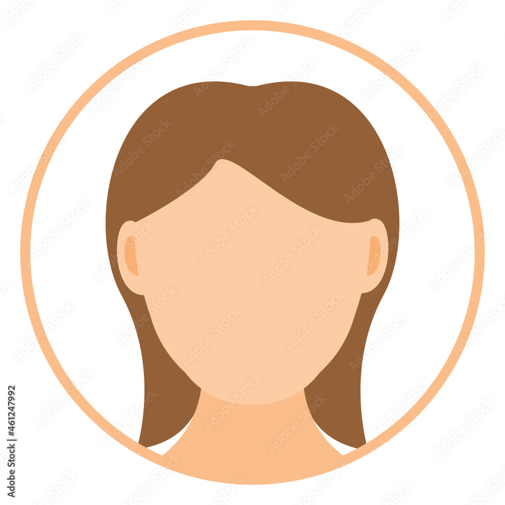 Female faceless avatar flat round icon isolated on white background Female faceless avatar flat round icon isolated on white background