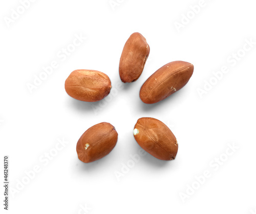 Peanuts on white background. Peanut set. Clipping path. Full depth of field.