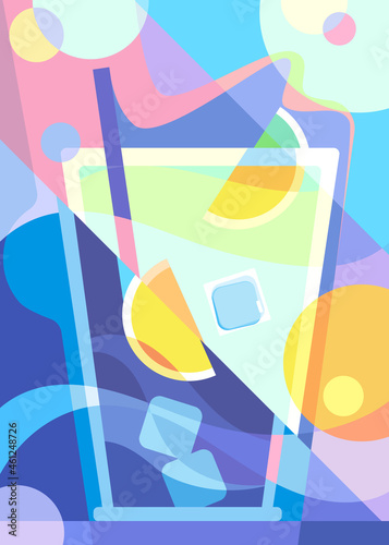 Poster with citrus cocktail. Placard design in abstract style.