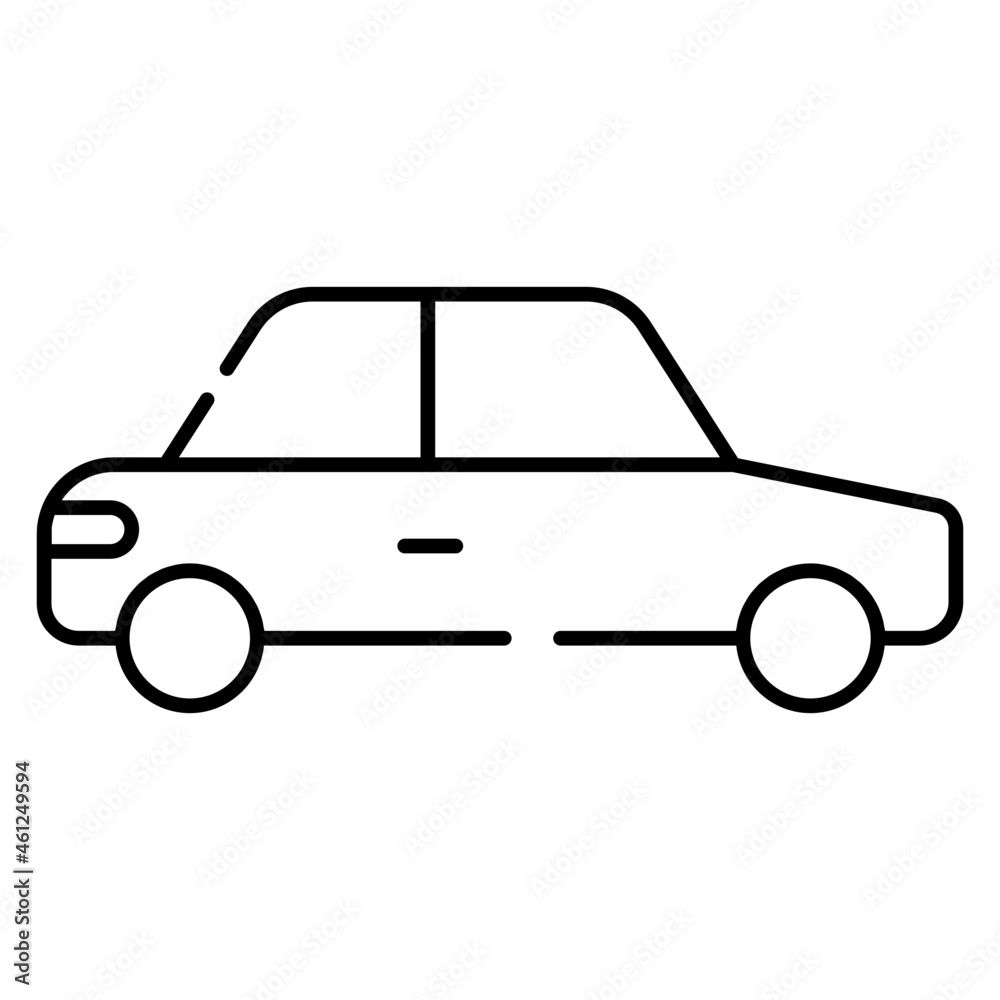 A private transport icon, linear design of car A private transport icon, linear design of car