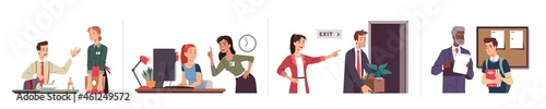 Angry people, men, women in workplace conflict