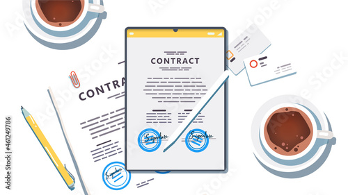 Electronically and paper signed contract agreement