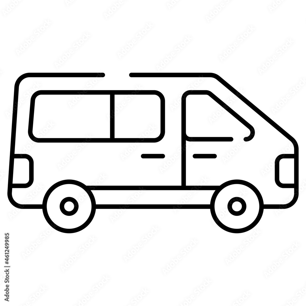 A Line design icon of road transport, minivan vector

