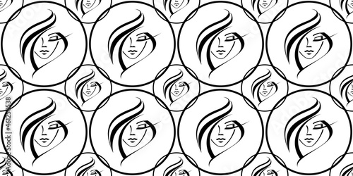 Woman face beauty salon. Cosmetology, hairstyle.