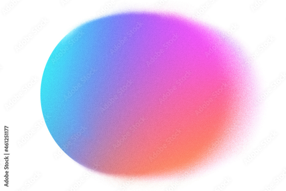 Abstract pastel neon holographic blurred grainy circle gradient on white background texture. Colorful digital grain soft noise effect pattern. Lo-fi multicolor vintage retro design template copy space - obrazy, fototapety, plakaty 
