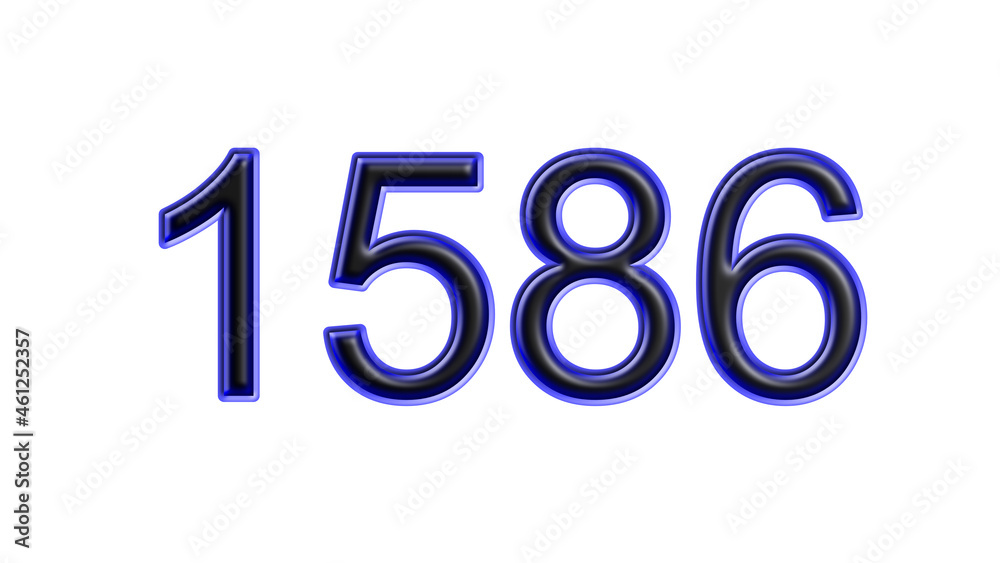 blue 1586 number 3d effect white background blue 1586 number 3d effect white background