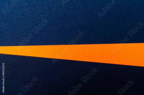 Blue and orange colors paper texture background. Place for text. Three tones. Background for presentation. Bright tone paper element