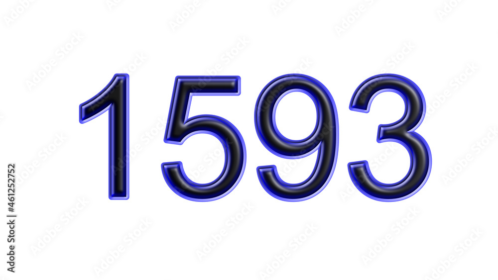 blue 1593 number 3d effect white background blue 1593 number 3d effect white background