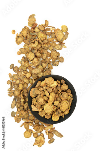Quadro su tela Scutellaria root herb traditional Chinese herbal medicine on white