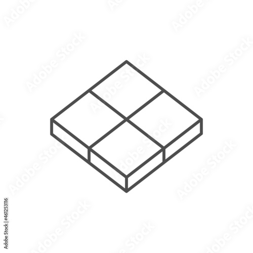 Floor tiles line outline icon isolated on white