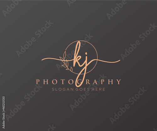 Initial KJ feminine logo. Usable for Nature, Salon, Spa, Cosmetic and Beauty Logos. Flat Vector Logo Design Template Element.