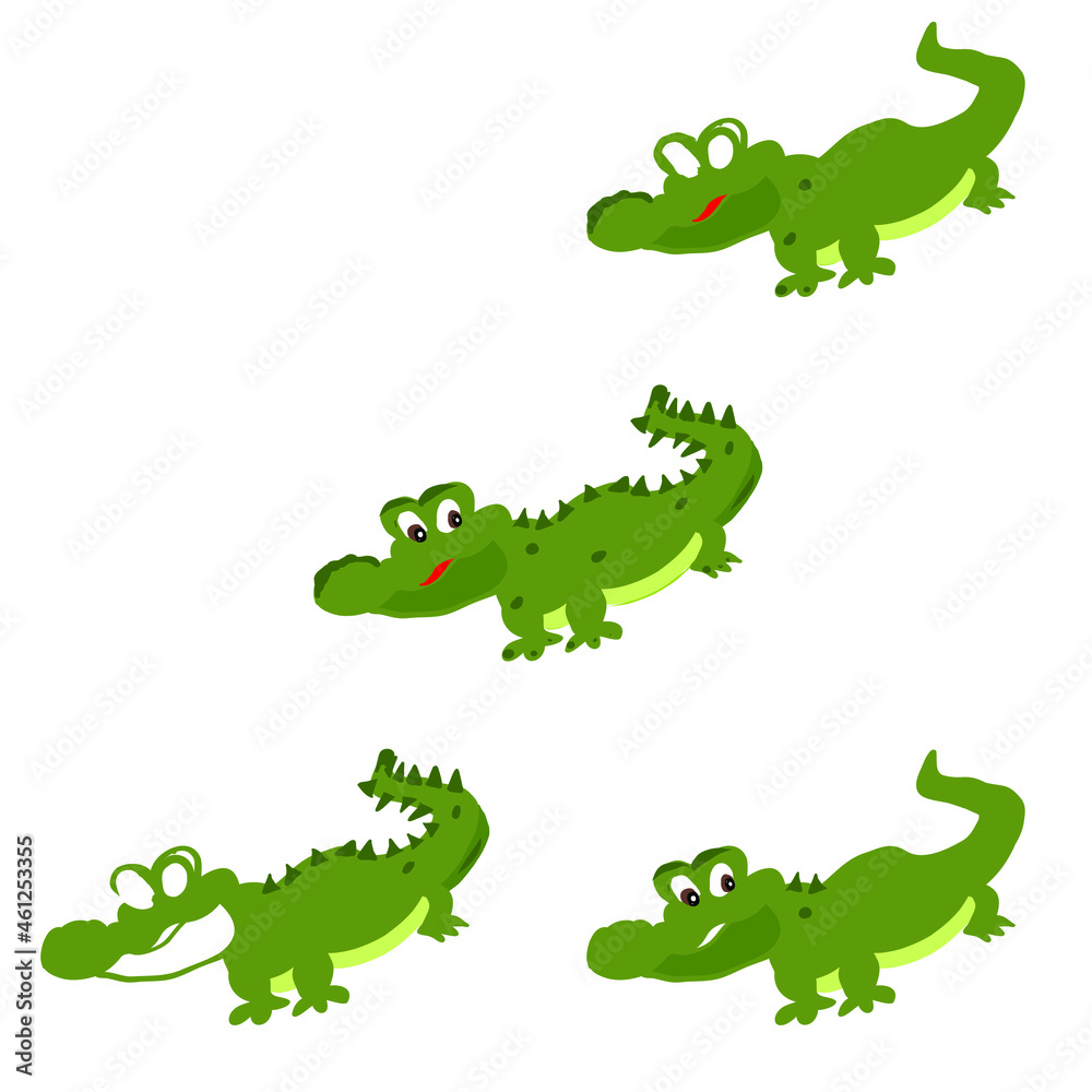 Background with green crocodiles. Textures with repetition of crocodiles. Template for packaging, gift wrapping, seasonal shopping. Background with green crocodiles. Textures with repetition of crocodiles. Template for packaging, gift wrapping, seasonal shopping.