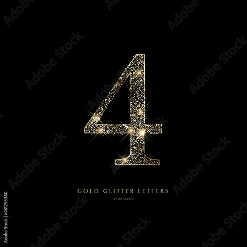 Glittering golden letters on a black background, shiny letters