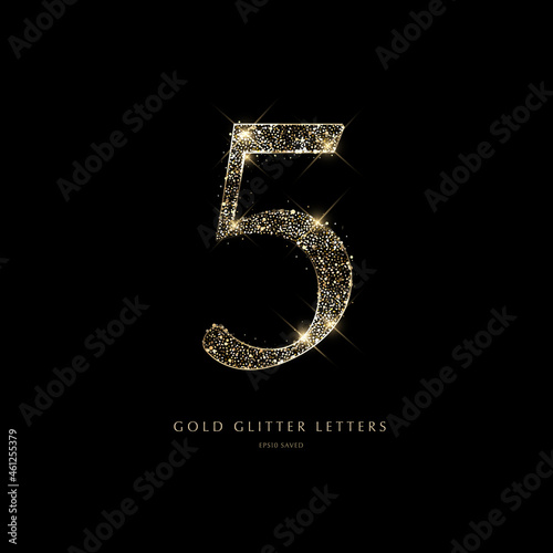 Glittering golden letters on a black background, shiny letters