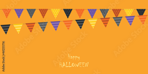 happy halloween orange background with party flag