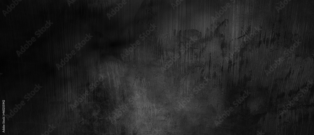 Dark gray cement scratches for the background. Foggy black cement. Shabby dark walls