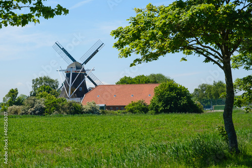 Galerieholländer Seriemer Mühle, Denkmal, Neuharlingersiel, Ostfriesland, Niedersachsen, Deutschland, Europa photo