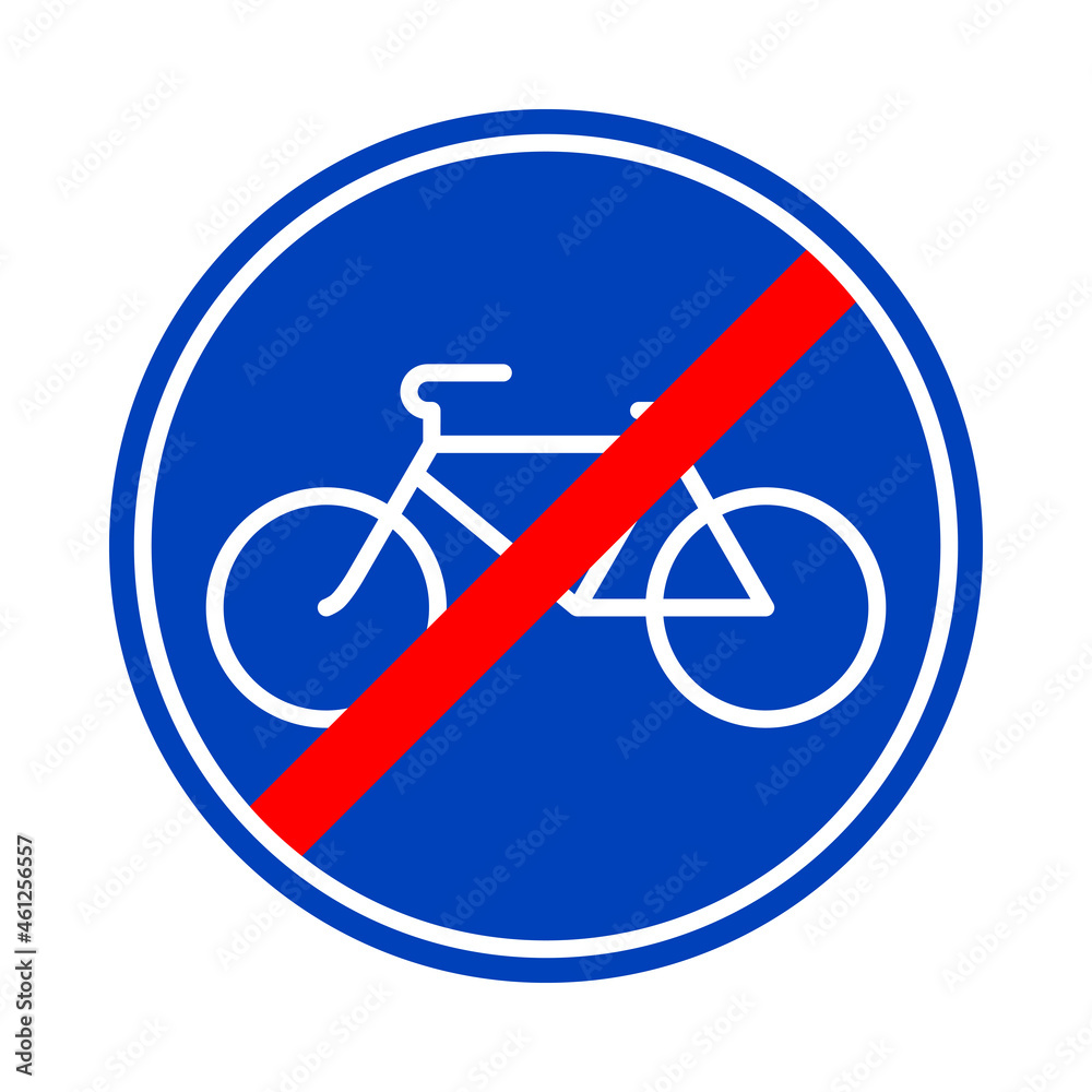 The End Bicycles Only Road Sign. Traffic Signs for Cyclists. Route for pedal bikes. Vector illustration. The End Bicycles Only Road Sign. Traffic Signs for Cyclists. Route for pedal bikes. Vector illustration.