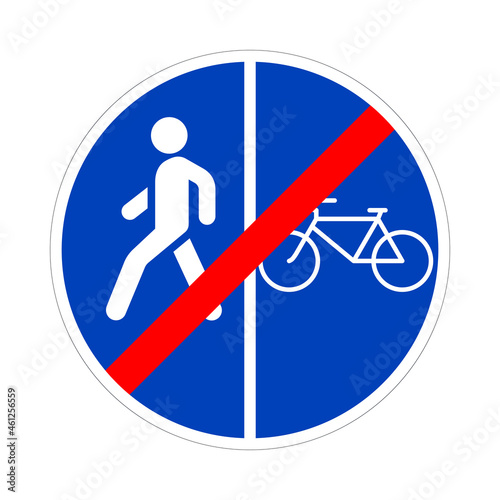 The End Footway and Cycleway Road Sign. Traffic Signs for Cyclists. Route for pedal bikes. Vector illustration.