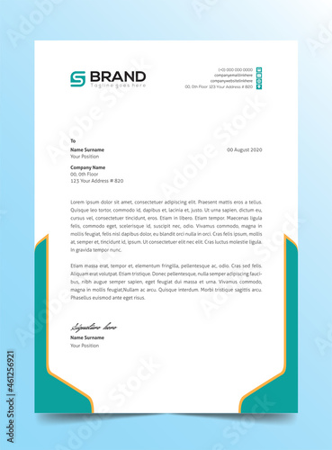 Modern Creative & Clean business style Abstract Letterhead Design Modern Business Letterhead Design Template, Clean Print-ready Colorful, layout, Blue background concept green design yellow orange 