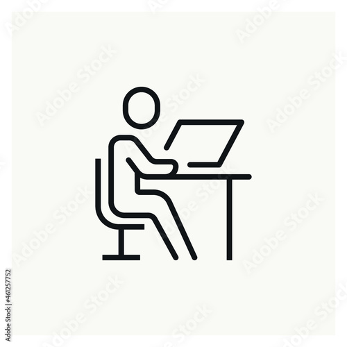 human sit laptop table icon vector illustration