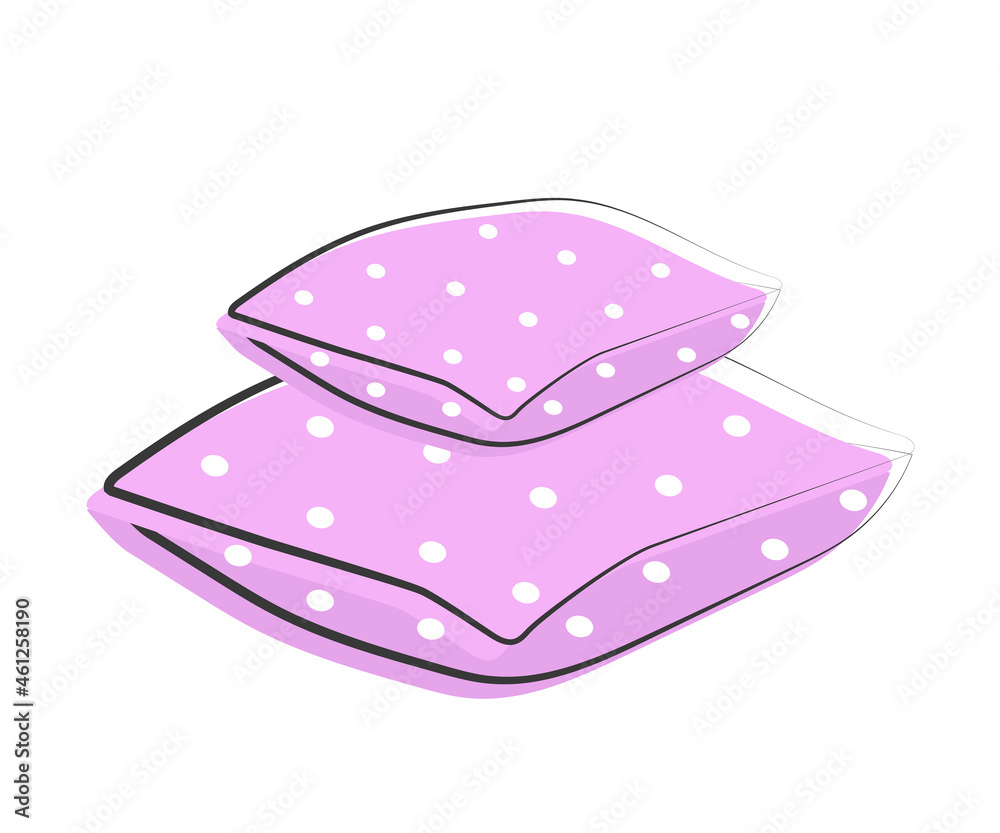 Soft beautiful pillow on an isolated background. An object. Vector illustration.