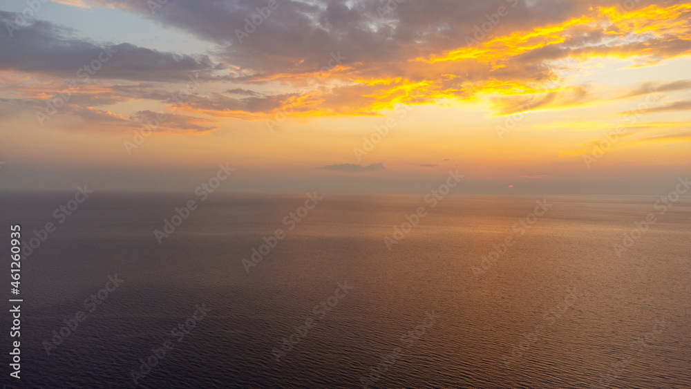 Sunset over the Adriatic sea in Montenegro. Last minutes of sunset.