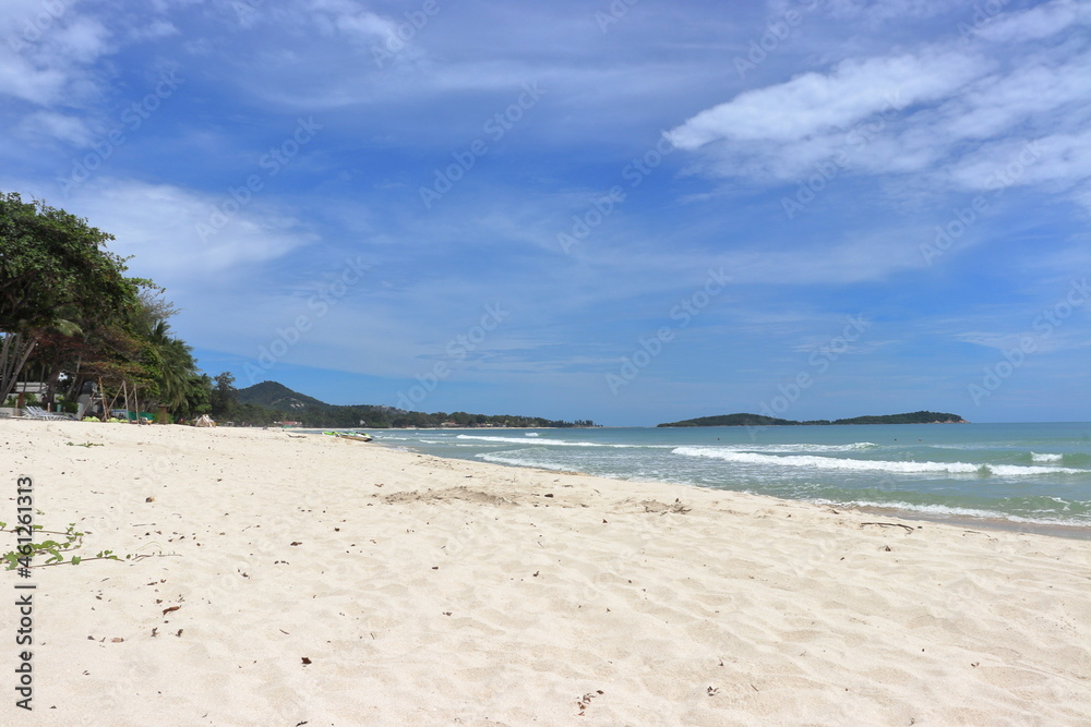 Chaweng Beach in Koh Samui in Thailand lonely during corona pandemic.