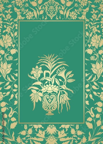 wedding card design, paisley floral pattern , India	
