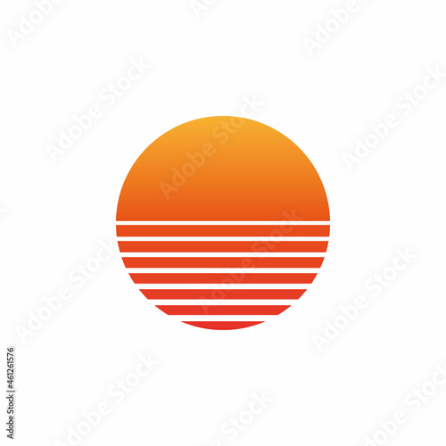 retro sunset from the 80s flat icon vector illustration © Hamz2001